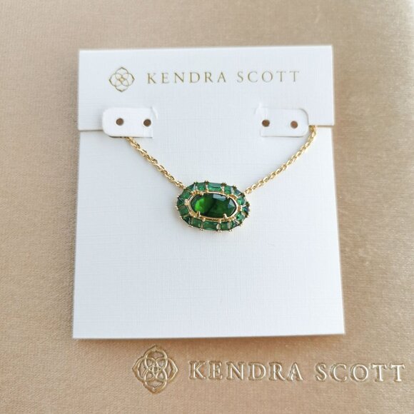 kendra scott Jewelry - $75 kendra scott Elisa Crystal Frame Gold Short Necklace Kelly Green Illusion Ne